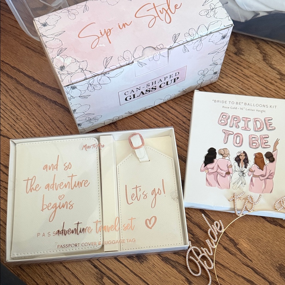 Travel Passport Cover & Luggage Tag Set in Blush Pink